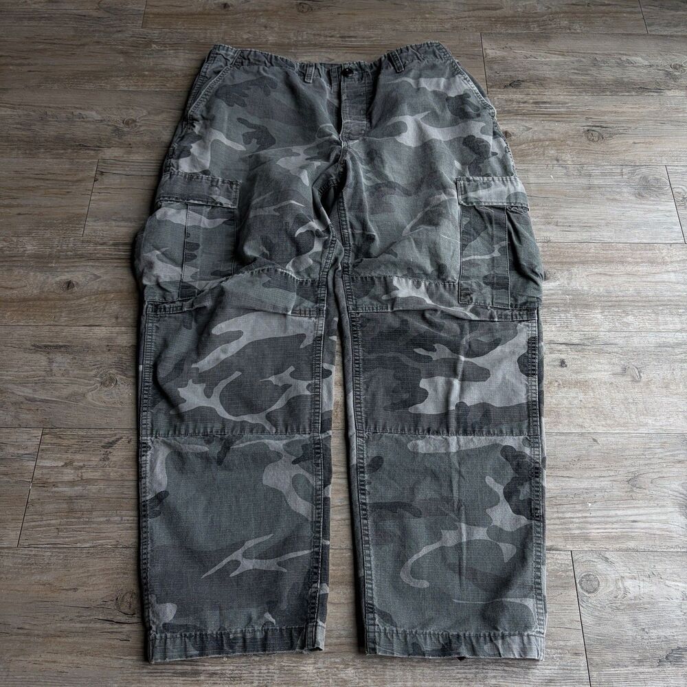 Combat Trousers Mens 32x29 Faded Camouflage Utility Cargo Button Fly Made In USA